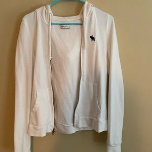 white zip up sweatshirt